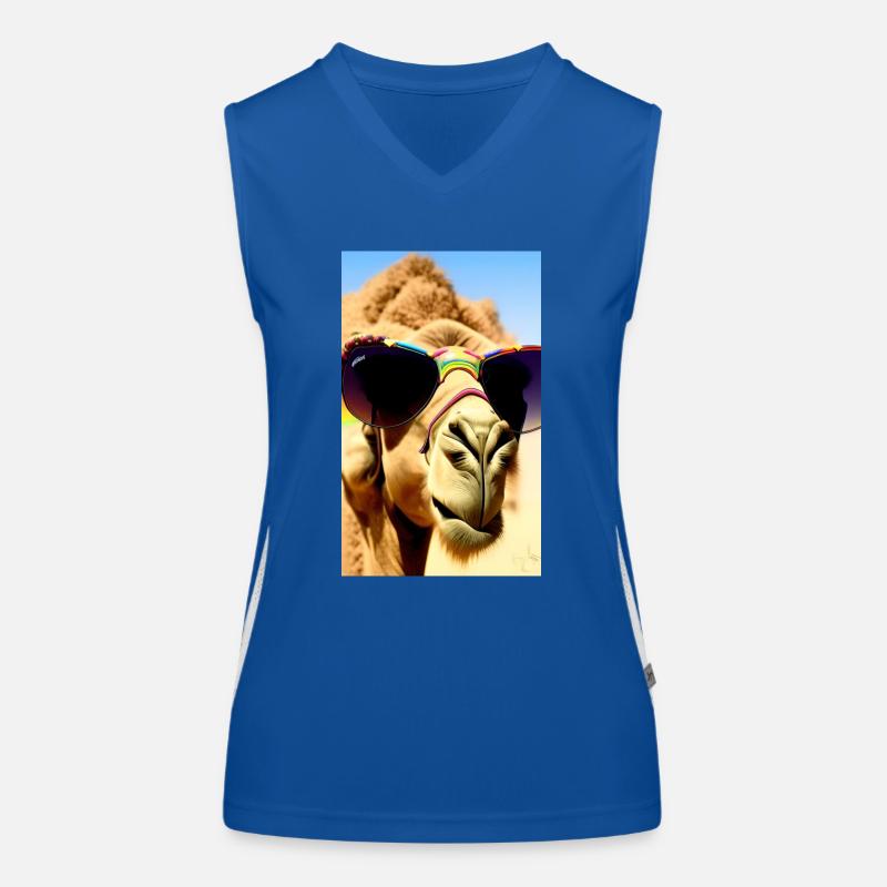 Coole Kamelurlaub Selfie Wüste Sonnenbrille Comic Funktionelles Kontrast-Tank Top für Frauen