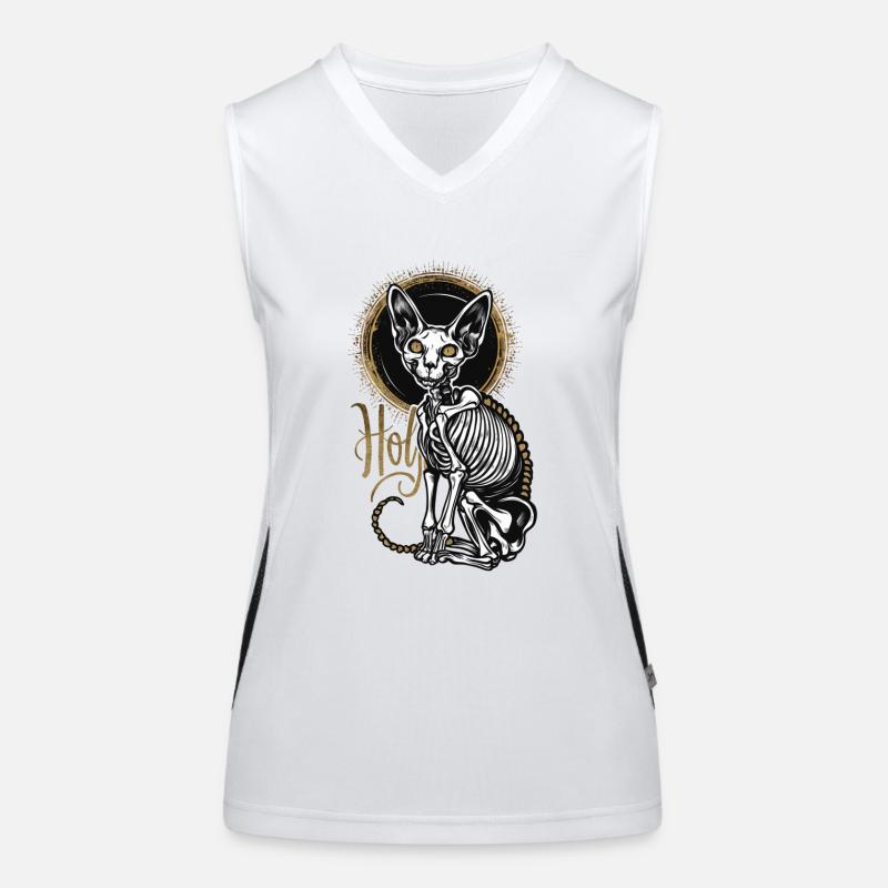 Cat Sphinx Skeleton Tattoo Women's Functional Contrast Tank Top