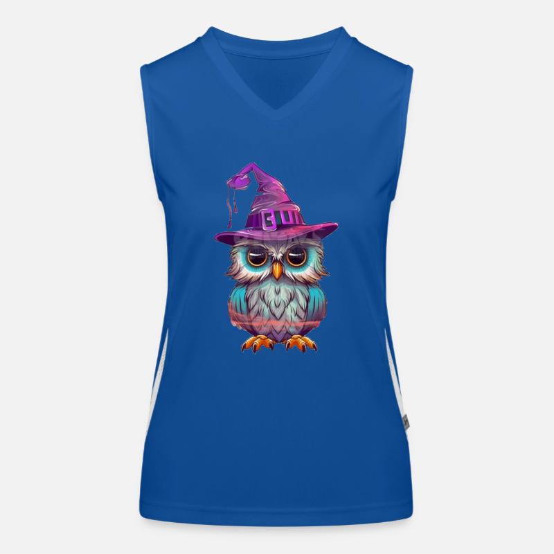 Owl witch with hat Women's Functional Contrast Tank Top