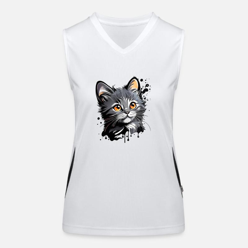 cute kitten, cat Women's Functional Contrast Tank Top