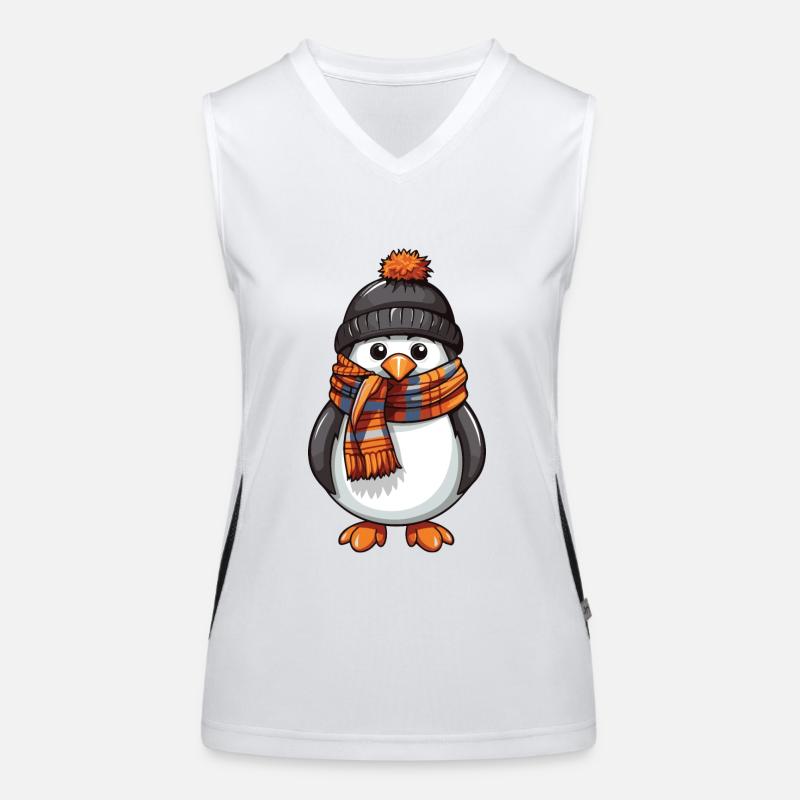 Pinguin Winter Comic Funktionelles Kontrast-Tank Top für Frauen