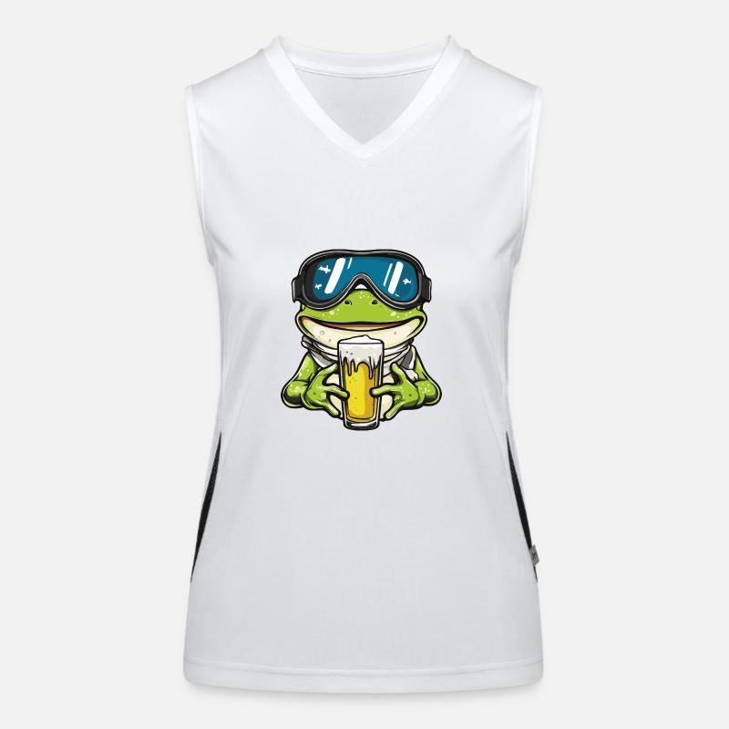 Frosch Ski Bier Funktionelles Kontrast-Tank Top für Frauen