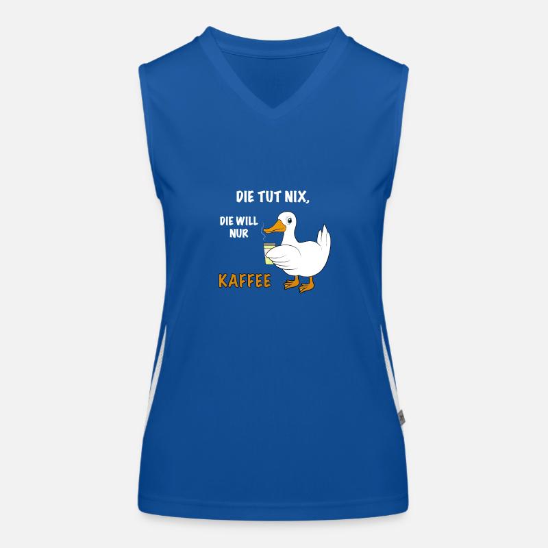 Ente Kaffee Spruch Funktionelles Kontrast-Tank Top für Frauen