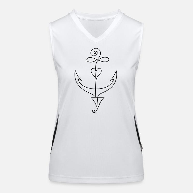 Anker Minimalistisch Single Line Tattoo Funktionelles Kontrast-Tank Top für Frauen
