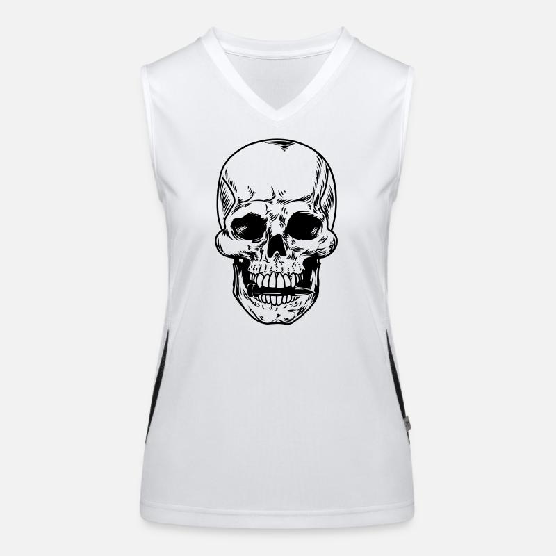 Skull with bullet between the teeth Women's Functional Contrast Tank Top