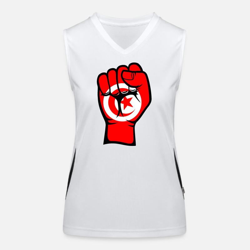 Drapeau de la Tunisie Poing Symbole de la Main Débardeur respirant contrasté Femme