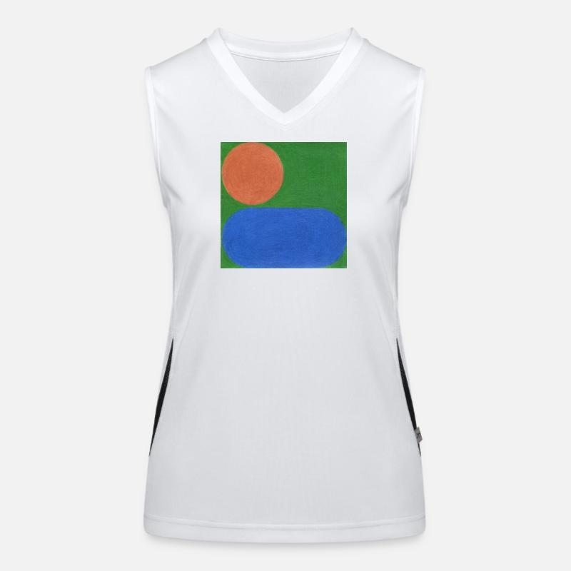 Cercle orange et rectangle bleu Débardeur respirant contrasté Femme
