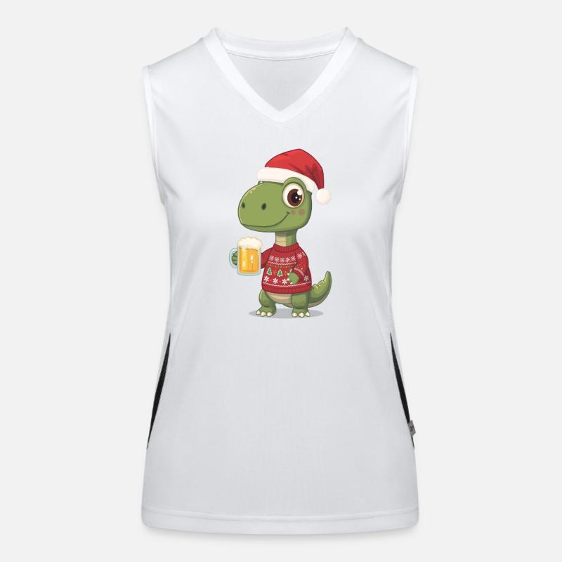 Dino Weihnachts-Festpullover Funktionelles Kontrast-Tank Top für Frauen