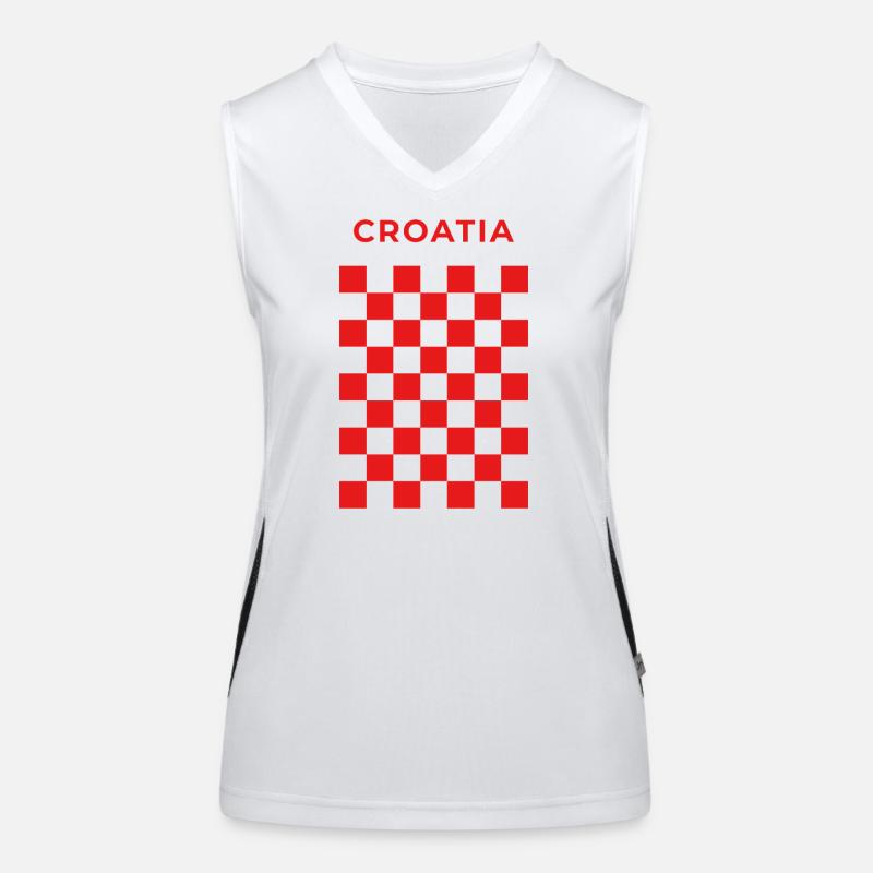 Croatian Checker Red - Women's Functional Contrast Tank Top - white/black