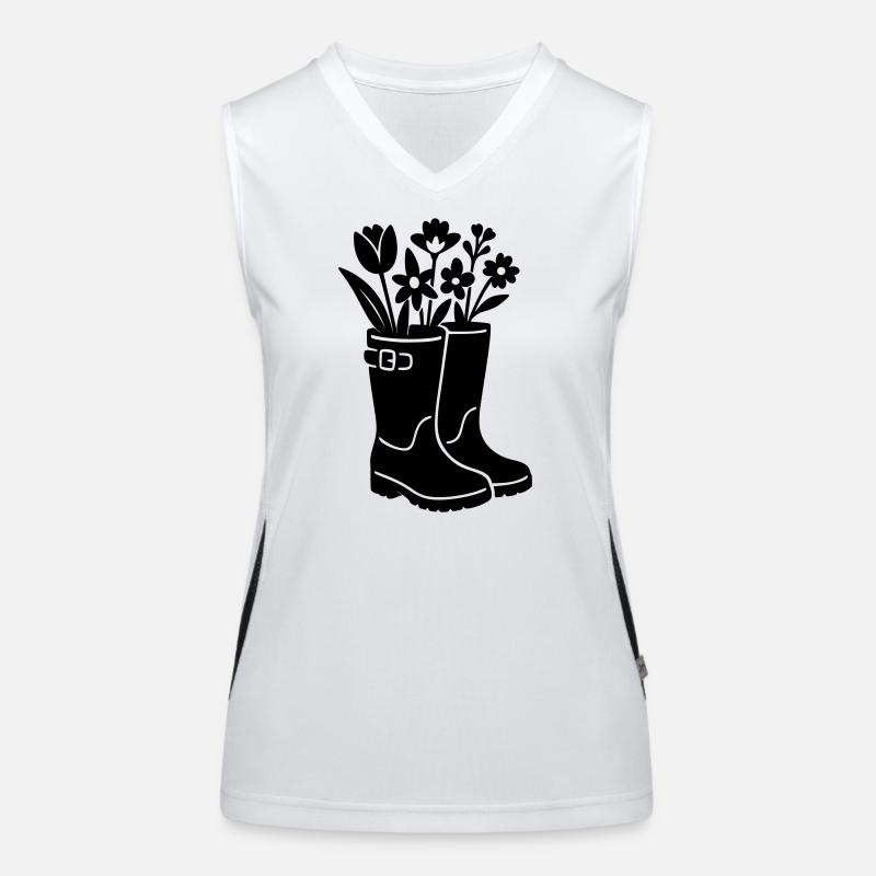 Frühlingsstiefel mit Blumen Funktionelles Kontrast-Tank Top für Frauen