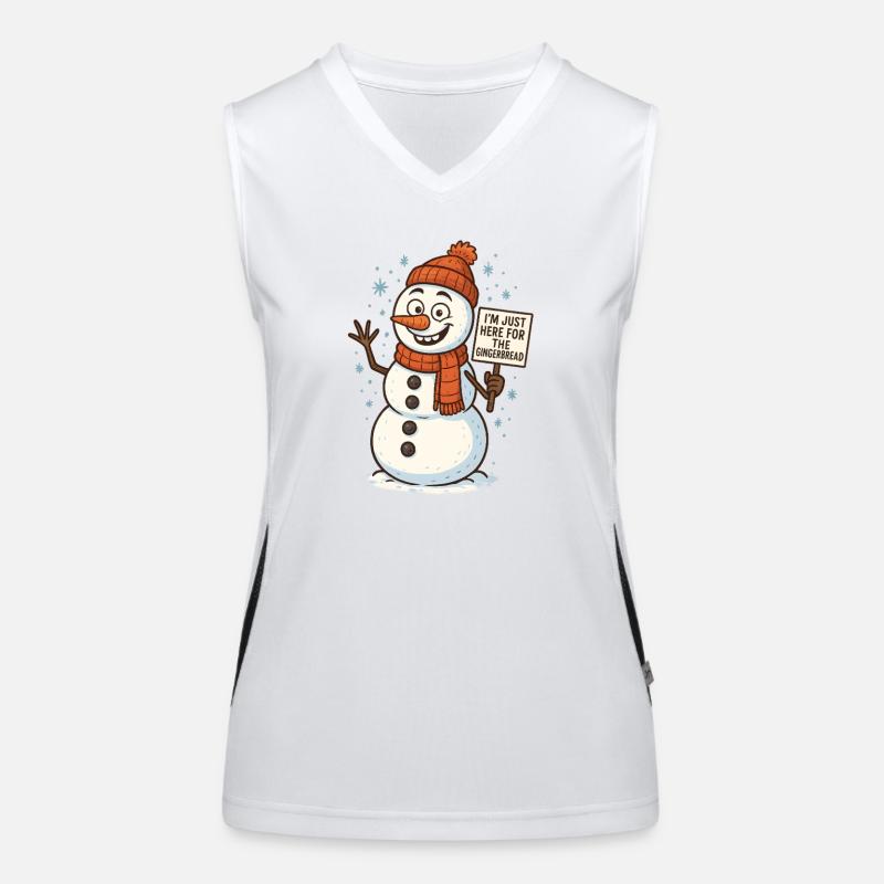Snowman with Gingerbread Saying Women's Functional Contrast Tank Top