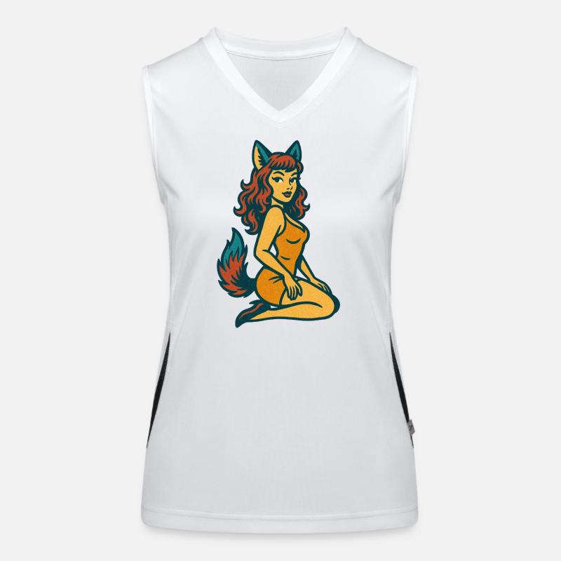 Fuchsgeist-Pinup Funktionelles Kontrast-Tank Top für Frauen