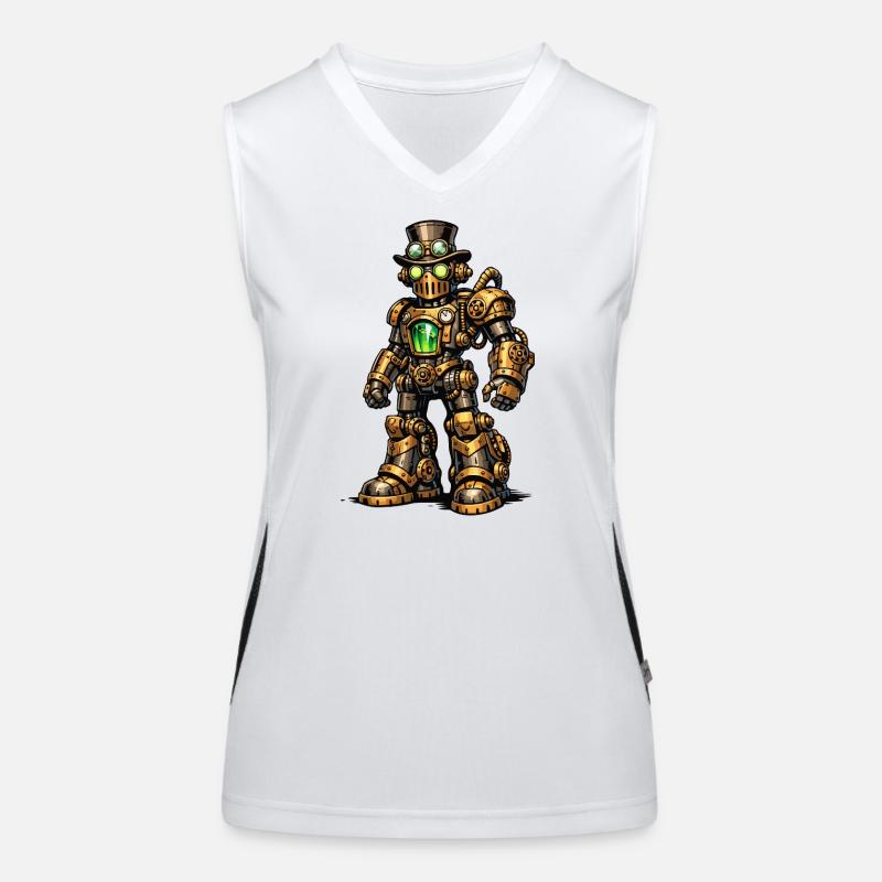 Steampunk Roboter Funktionelles Kontrast-Tank Top für Frauen