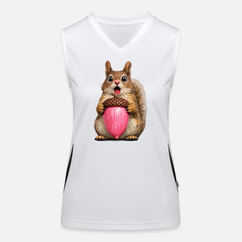 Eichhörnchen mit rosa Eichel Funktionelles Kontrast-Tank Top für Frauen