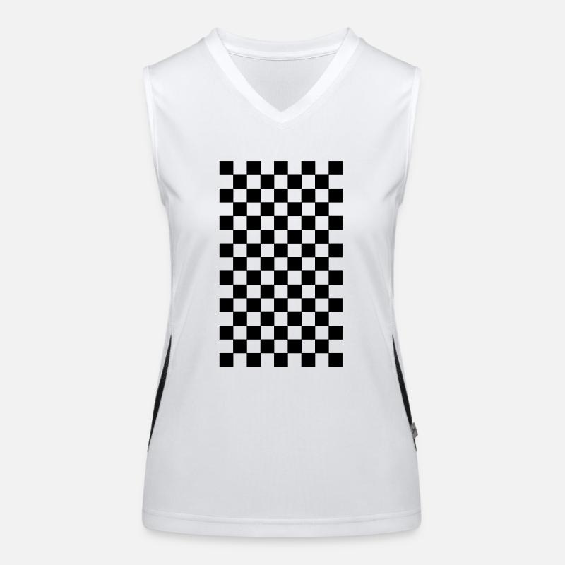 quadrillé pattern black white Débardeur respirant contrasté Femme
