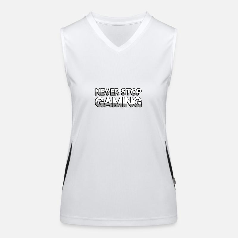 NEVER STOP GAMING - Gaming Funktionelles Kontrast-Tank Top für Frauen