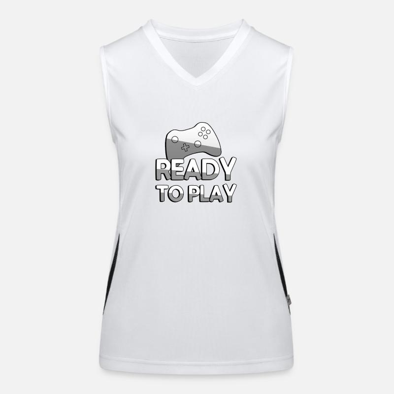 READY TO PLAY + Controller - Gaming Funktionelles Kontrast-Tank Top für Frauen