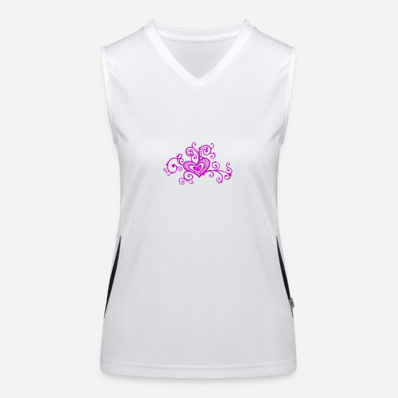 Abstrakte florale Vektor Herzliebe Funktionelles Kontrast-Tank Top für Frauen