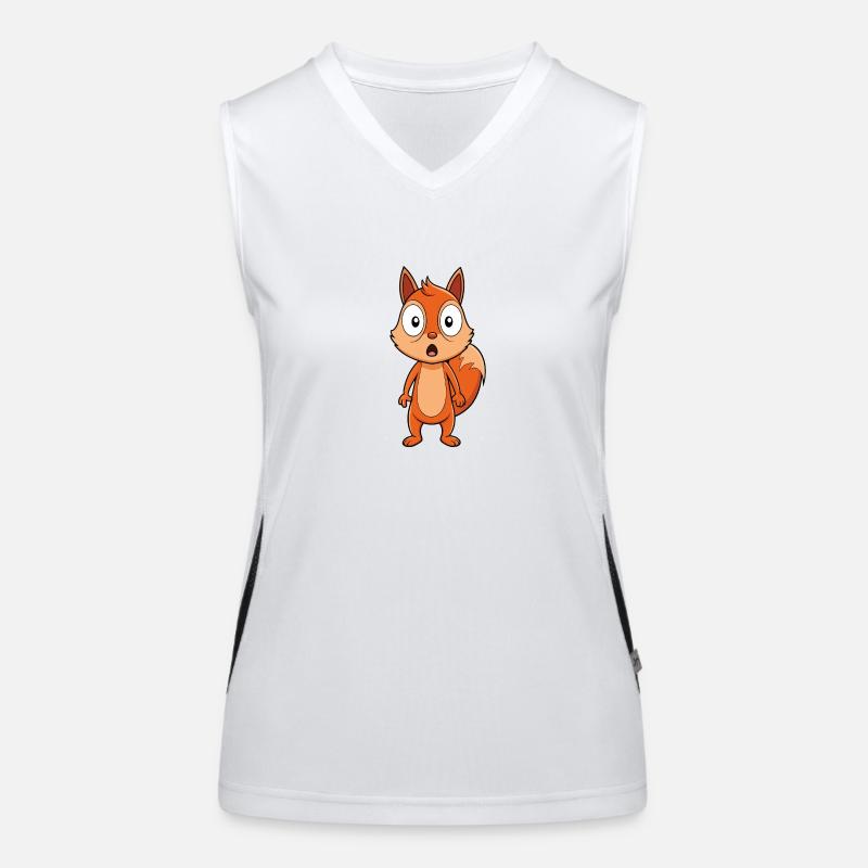Erschrockenes Eichhörnchen mit großen Augen Karikatur Funktionelles Kontrast-Tank Top für Frauen