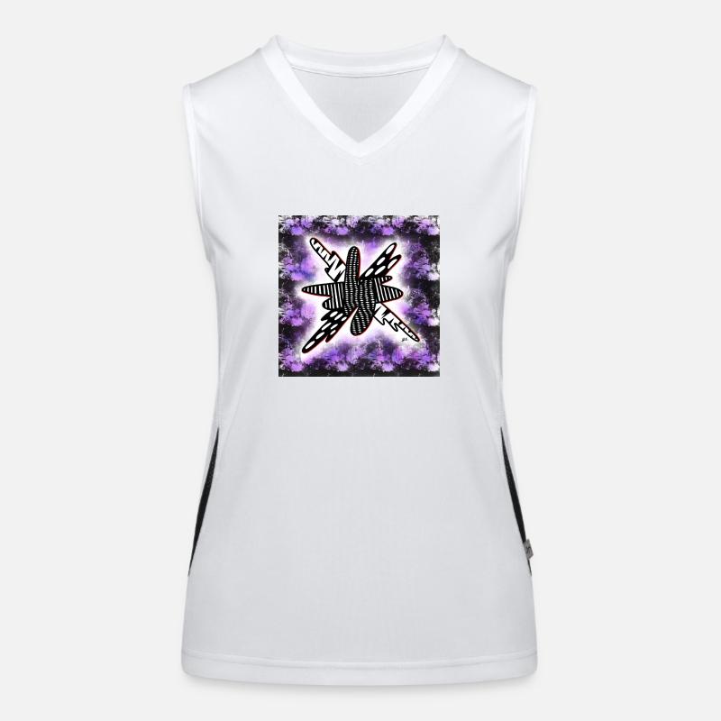 Creatively patterned blob on black and violet Women's Functional Contrast Tank Top