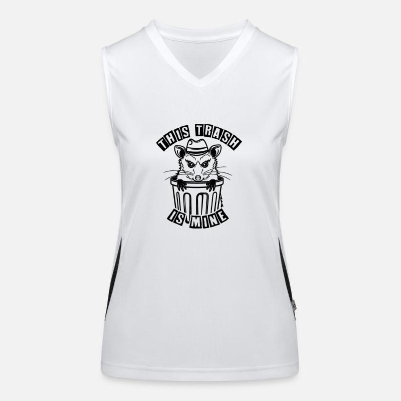 Trash possum with hat looking out of the garbage can Women's Functional Contrast Tank Top