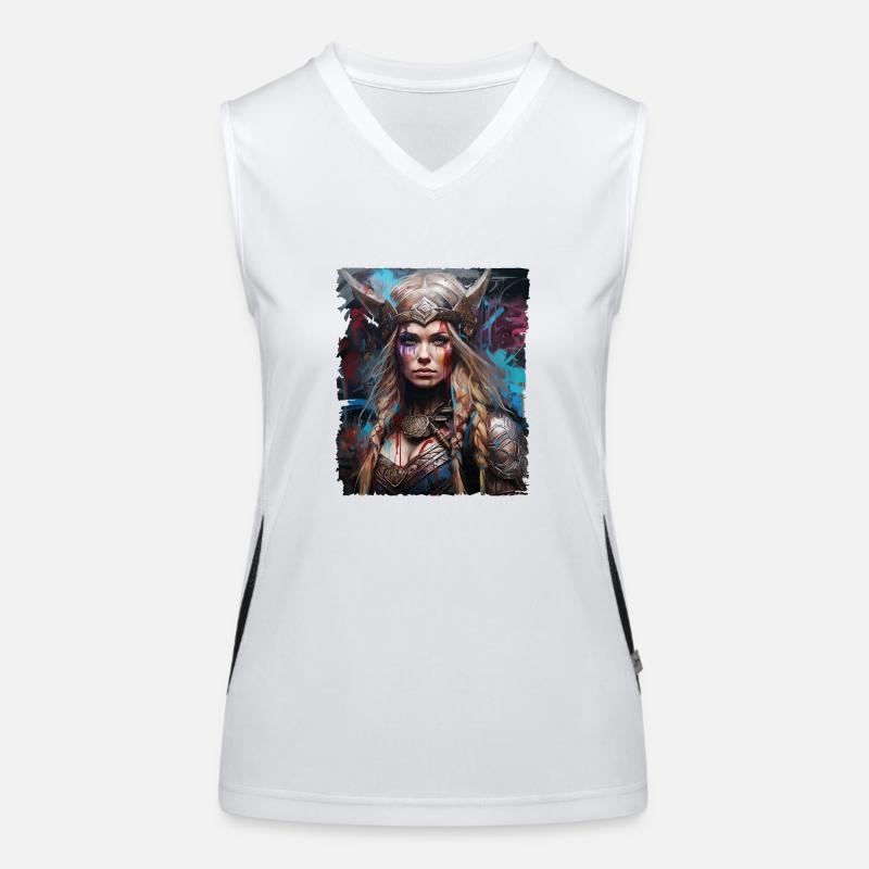 Conception de jeune fille de bouclier viking Valhalla Débardeur respirant contrasté Femme