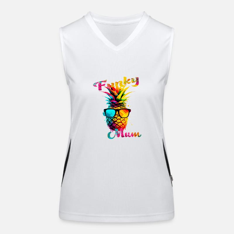 Funky Mama. Geburtstag, Muttertag. Ananas Funktionelles Kontrast-Tank Top für Frauen