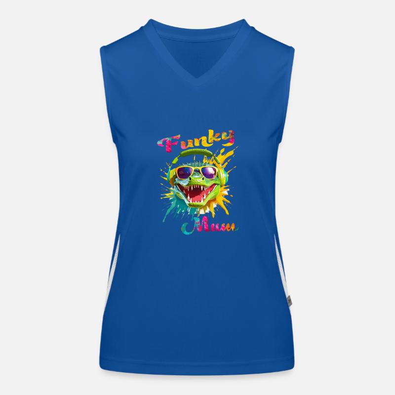 Funky Mama. Geburtstag, Muttertag. Krokodil Funktionelles Kontrast-Tank Top für Frauen