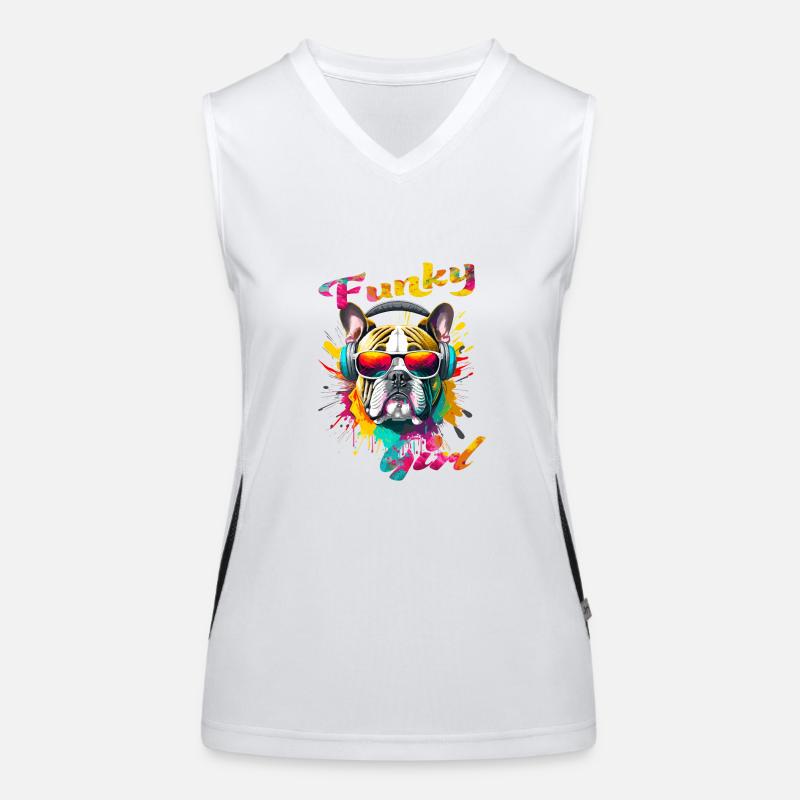 Funky Bulldogge Mädchen Funktionelles Kontrast-Tank Top für Frauen