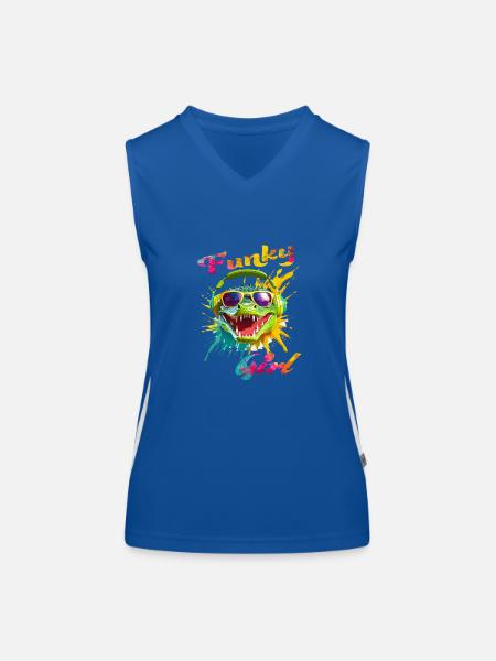 Funky Mädchen Krokodil - Funktionelles Kontrast-Tank Top für Frauen - Royal/Weiß - Vorne