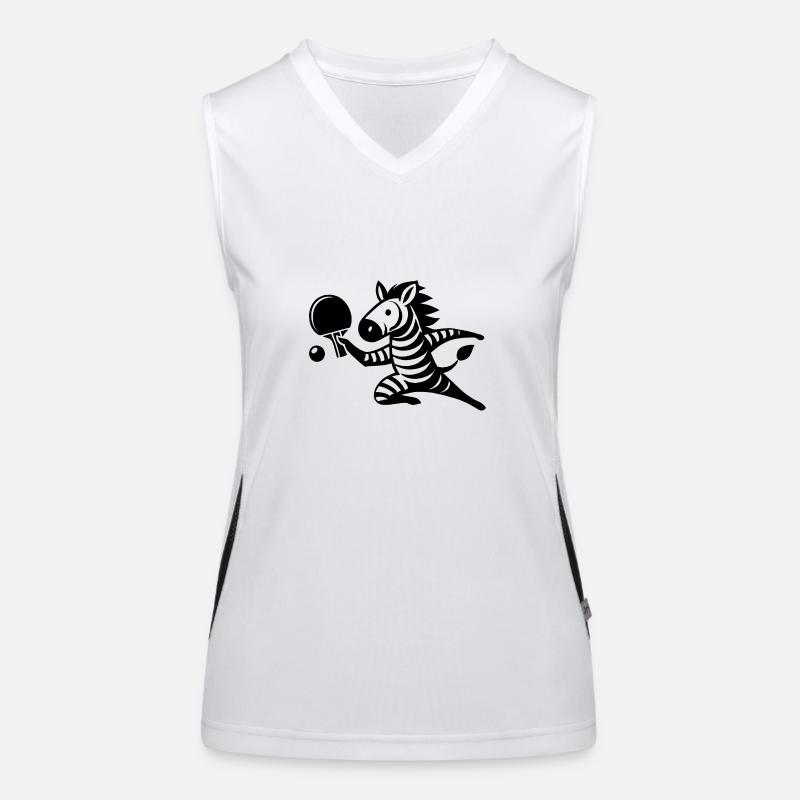 Zebra Table Tennis Player Ping Pong Silhouette Women's Functional Contrast Tank Top