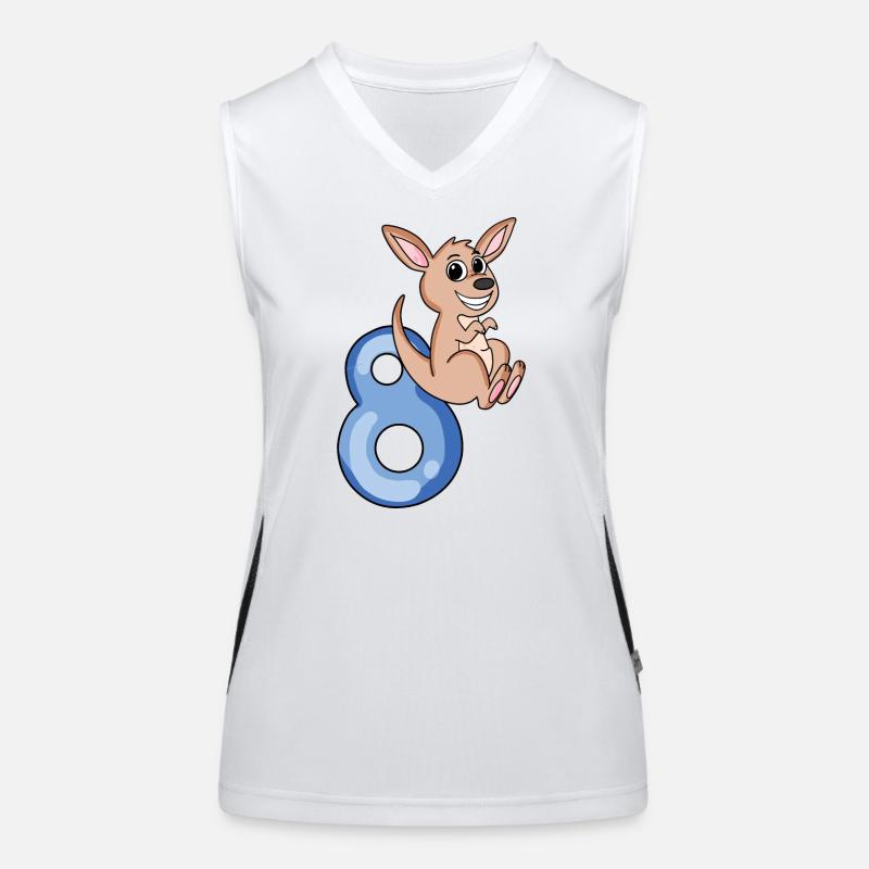 8th birthday motif kangaroo - eight years Women's Functional Contrast Tank Top