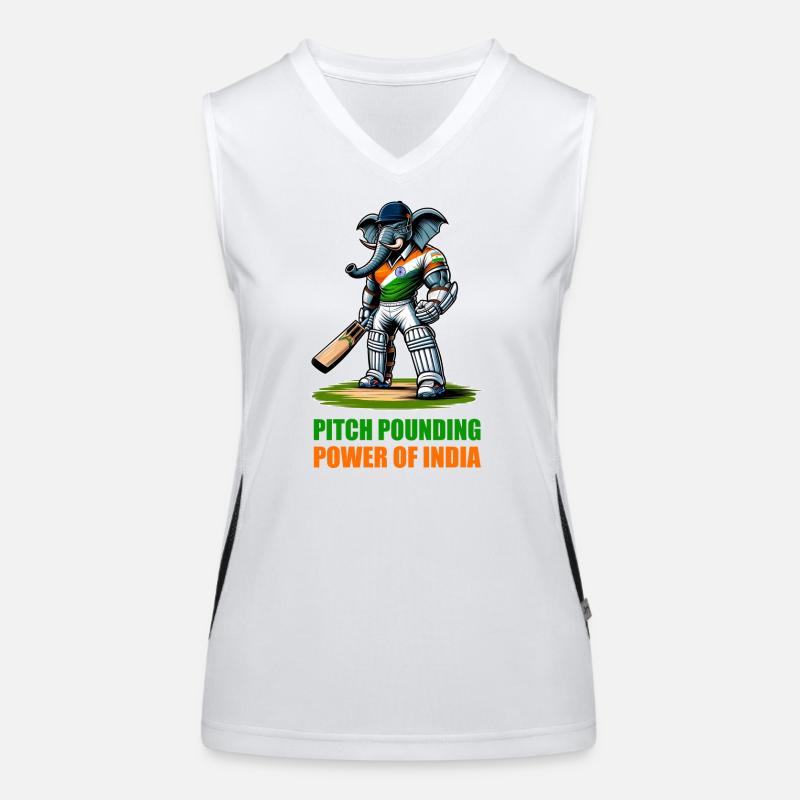 India cricket elephant design Women's Functional Contrast Tank Top