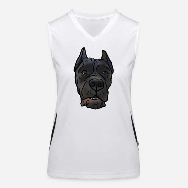 Cane Corso kupiert Kopf im Comicstyle Funktionelles Kontrast-Tank Top für Frauen