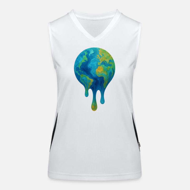 Melting Globe – Abstract Climate Art Women's Functional Contrast Tank Top