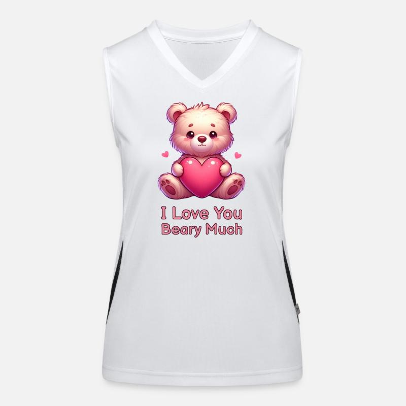 Cute Teddy Bear with a Heart for Lovers - Women's Functional Contrast Tank Top - white/black