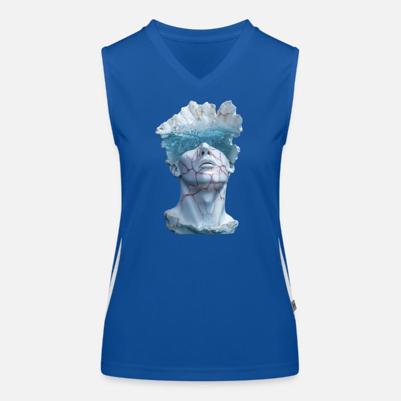 surreal marble statue bust Women's Functional Contrast Tank Top