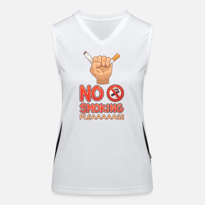 No Smoking Please, Humorous Message Women's Functional Contrast Tank Top