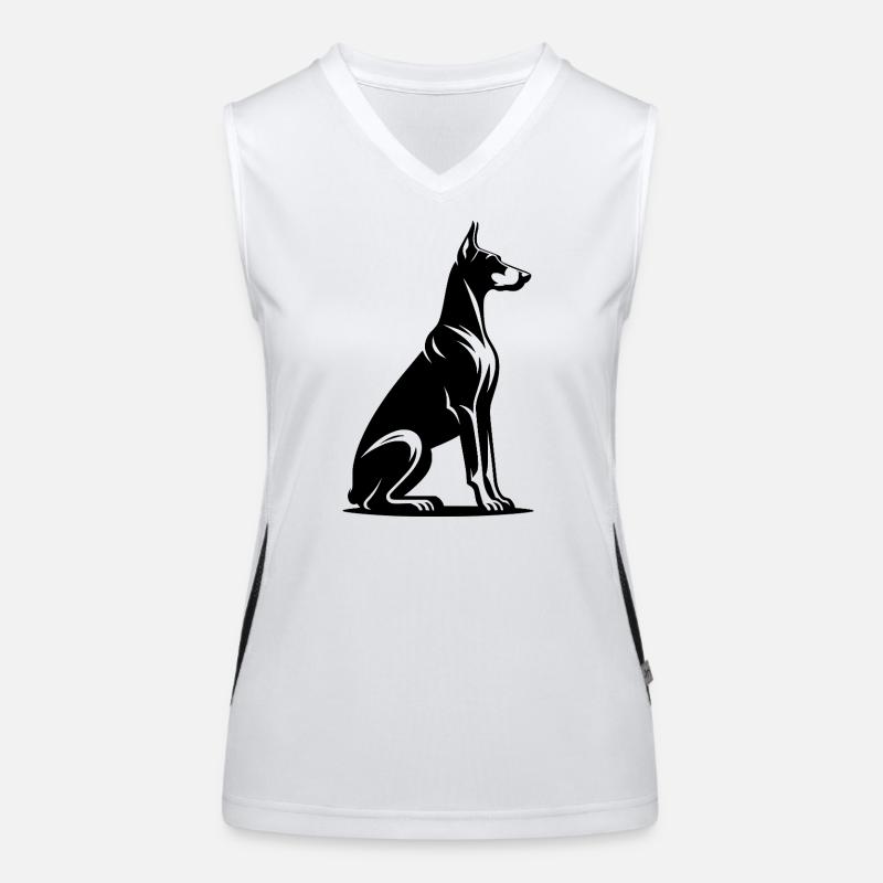 Silhouette du chien de garde doberman loyal Débardeur respirant contrasté Femme