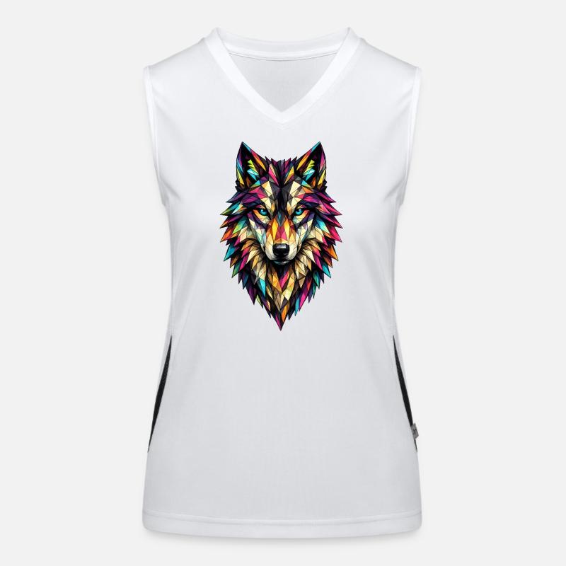Farbgeometrischer Wolf Funktionelles Kontrast-Tank Top für Frauen