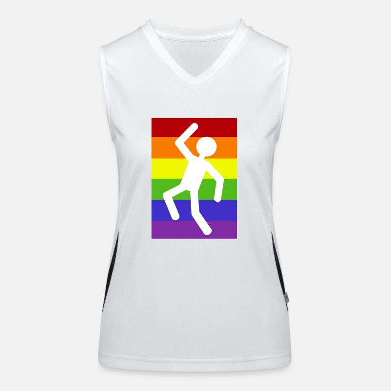 Man on a rainbow background Women's Functional Contrast Tank Top