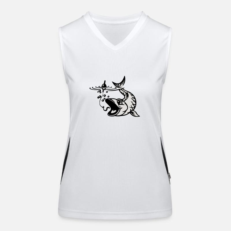 Fisch mit Köder Funktionelles Kontrast-Tank Top für Frauen