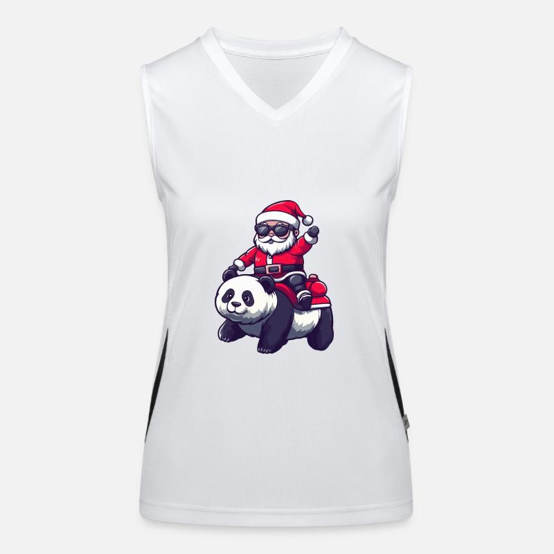 Panda Santa Claus Women's Functional Contrast Tank Top