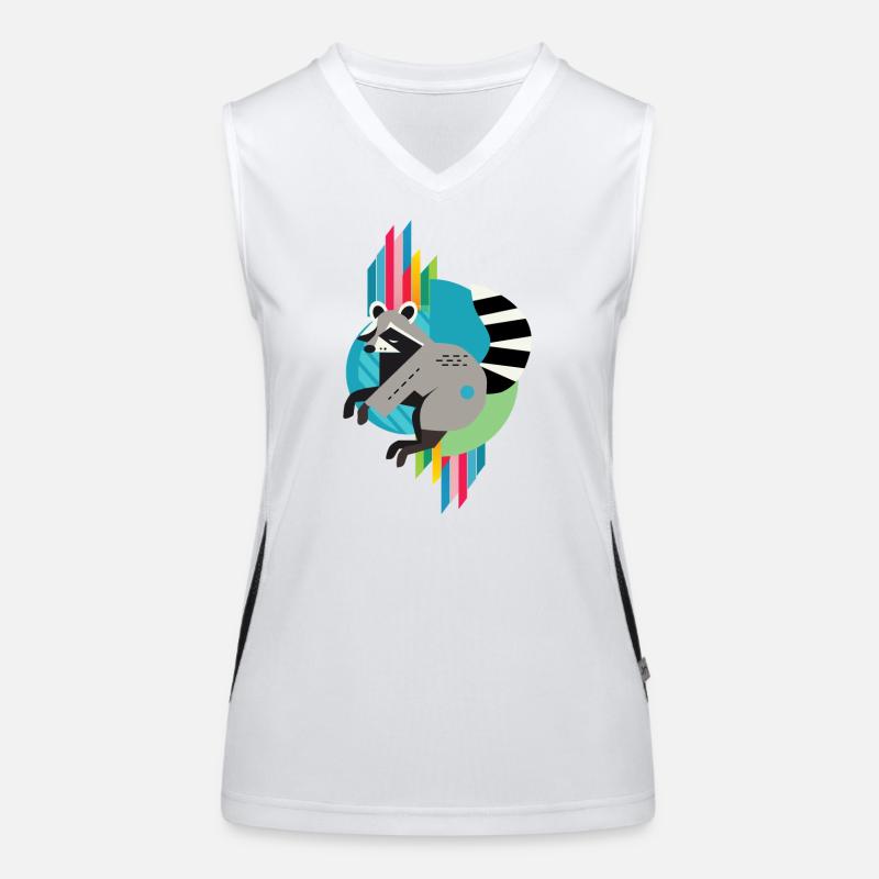 Waschbär – Modern und farbenfrohe Farbpalette Funktionelles Kontrast-Tank Top für Frauen