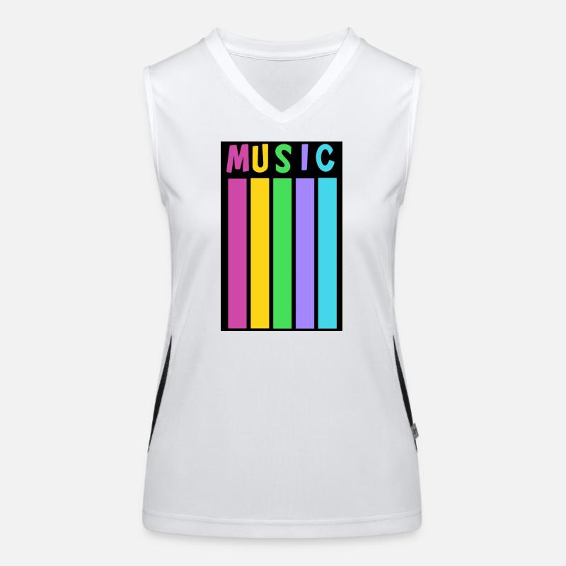Colored music columns inspired by retro design Women's Functional Contrast Tank Top