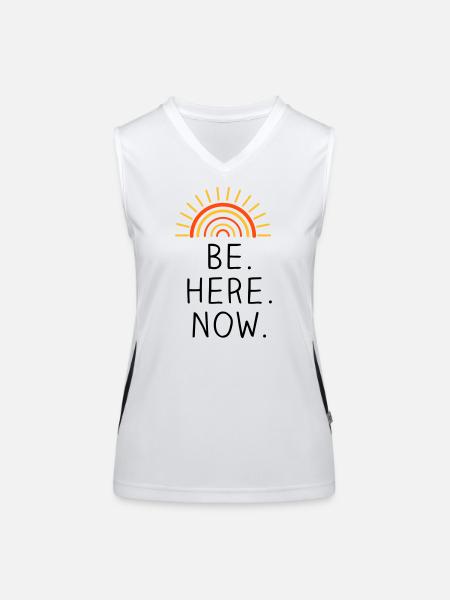 Be Here Now dreifarbig - Funktionelles Kontrast-Tank Top für Frauen - Weiß/Schwarz - Vorne