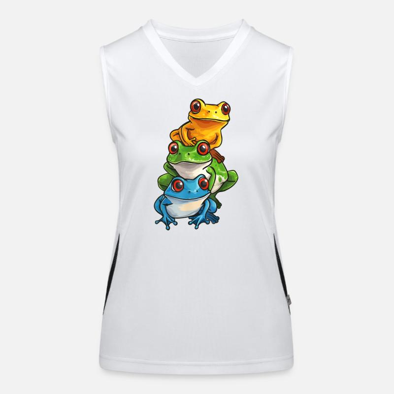 Stacked Frogs Cartoon Design Women's Functional Contrast Tank Top