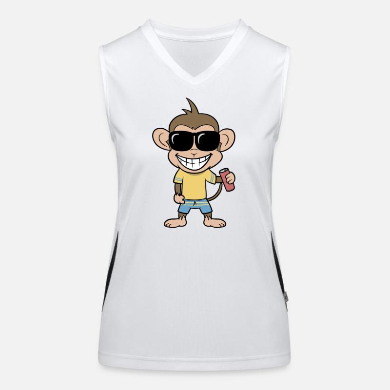 Holiday monkey with drink Women's Functional Contrast Tank Top