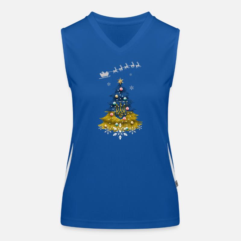 Christmas tree with Ukraine flag Women's Functional Contrast Tank Top