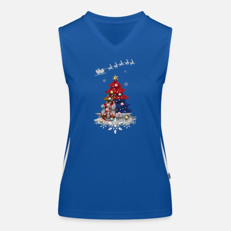 Sapin de Noël avec drapeau serbe Débardeur respirant contrasté Femme